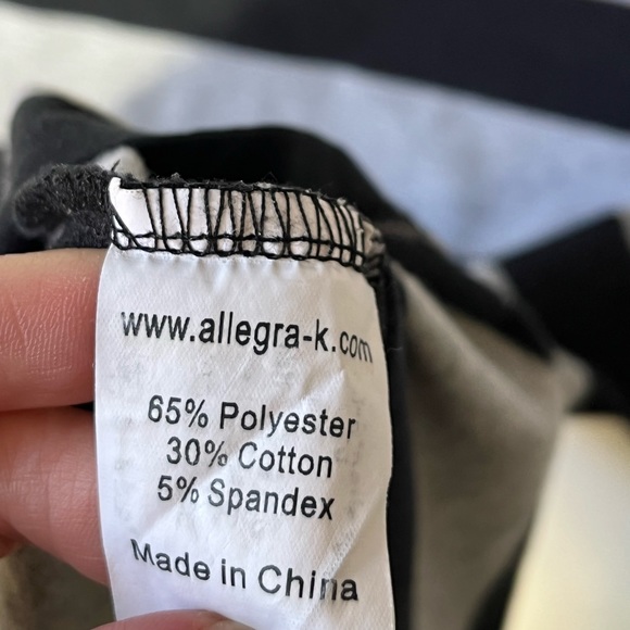 Allegra K Womens Small Black and Gray Striped Boat Neck 3/4 Sleeve Slim Fit Top - Picture 4 of 5